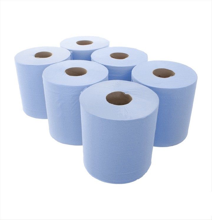 Embossed Centre Feed Blue Roll (6 pack)