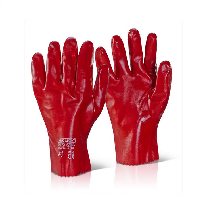 Red PVC Gloves 11" (1 pair)