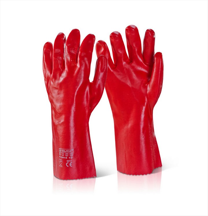 Red PVC Gloves 14" (1 pair)