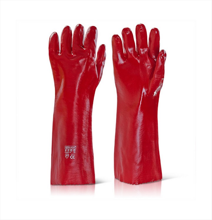 Red PVC Gloves 18" (1 pair)